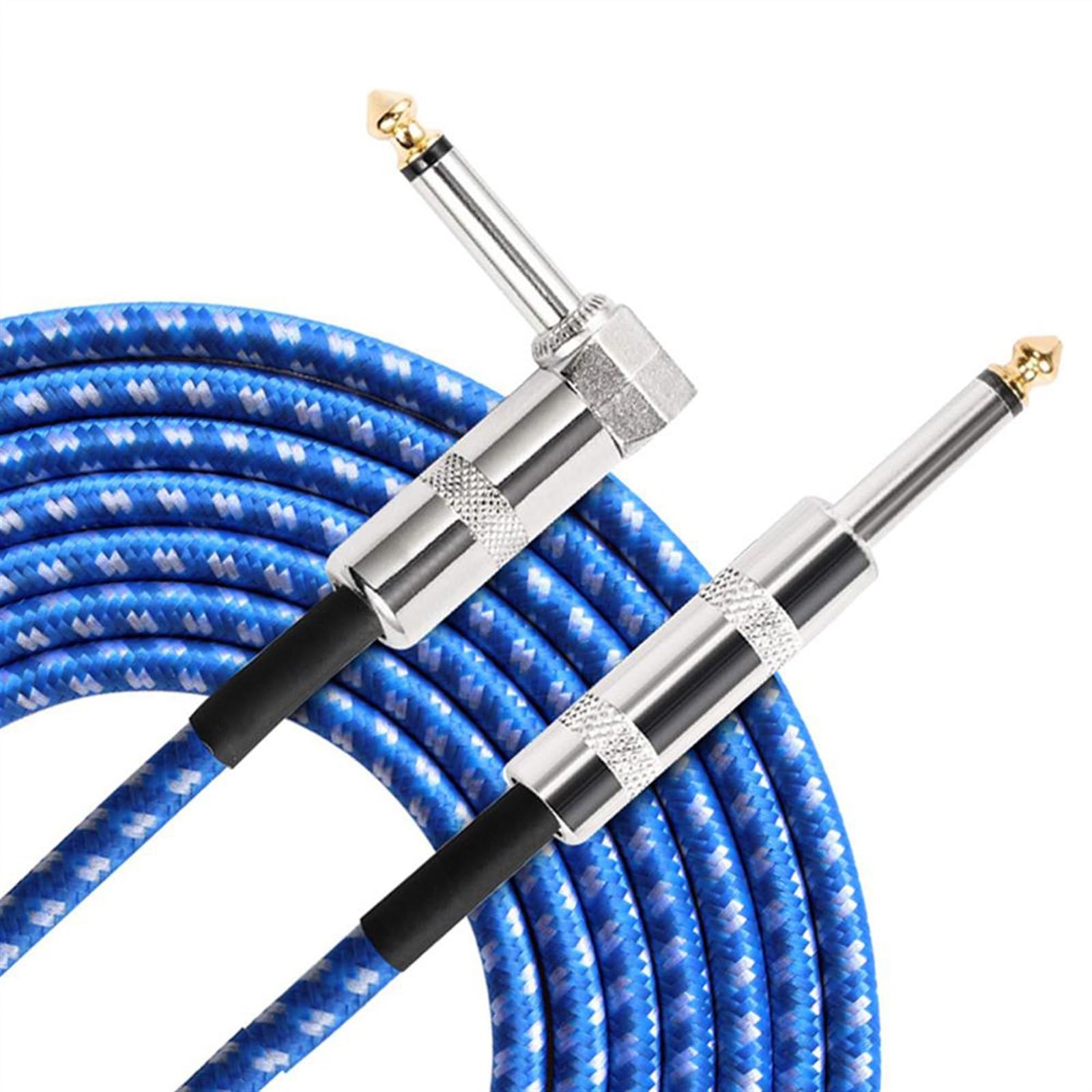 akcesoria do gitary 3 Metry Elektryczna Gitara Basowa Kable Audio Prosto Do Prawej 6.35mm Kąt Wtyczki TS Męski 1/4 Cal Części Do Gitary (Color : Blue)