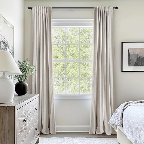 Miniatura 8 de INOVADAY - Cortinas 100% opacas para dormitorio y sala de estar, con anillos de clip, bolsillo para barra, juego de 2 paneles, de lino, con