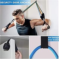 Vista 4 de Juego de bandas de resistencia, banda de entrenamiento, bandas de ejercicio con anclaje de puerta, asas, correas para piernas y tobillos, bolsa