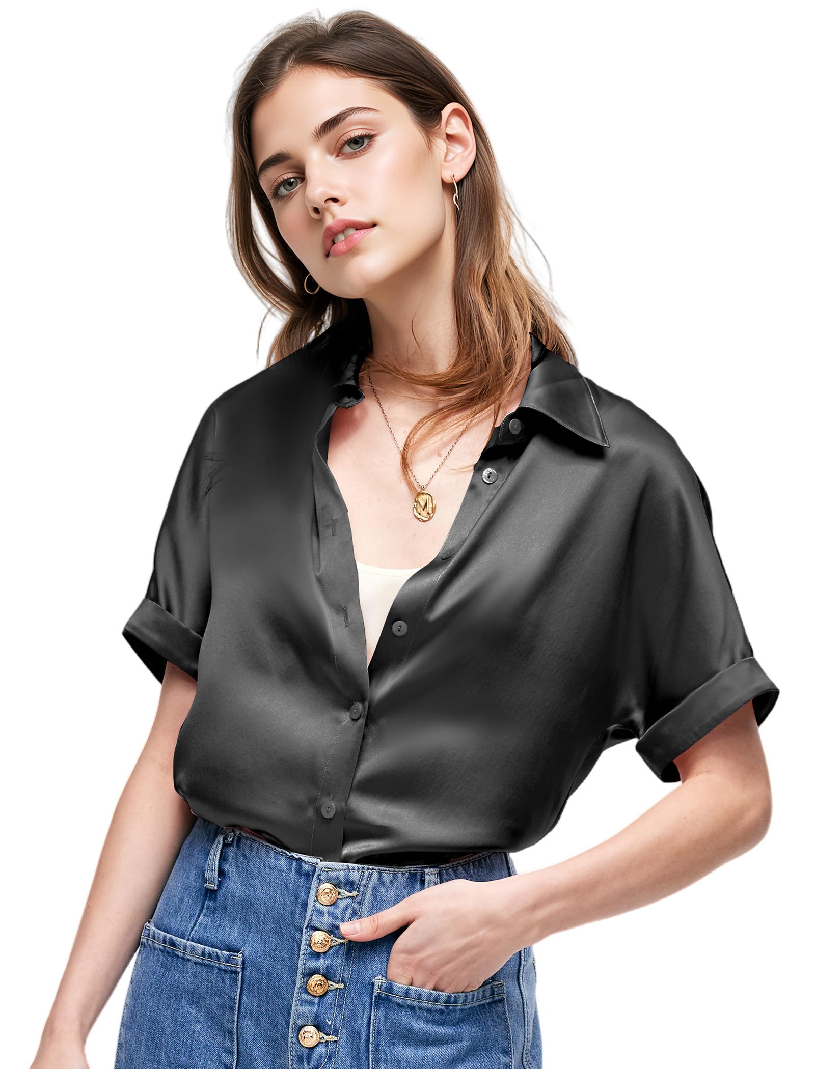 Silk Blouse for Women Button Down Shirts - COLD POSH