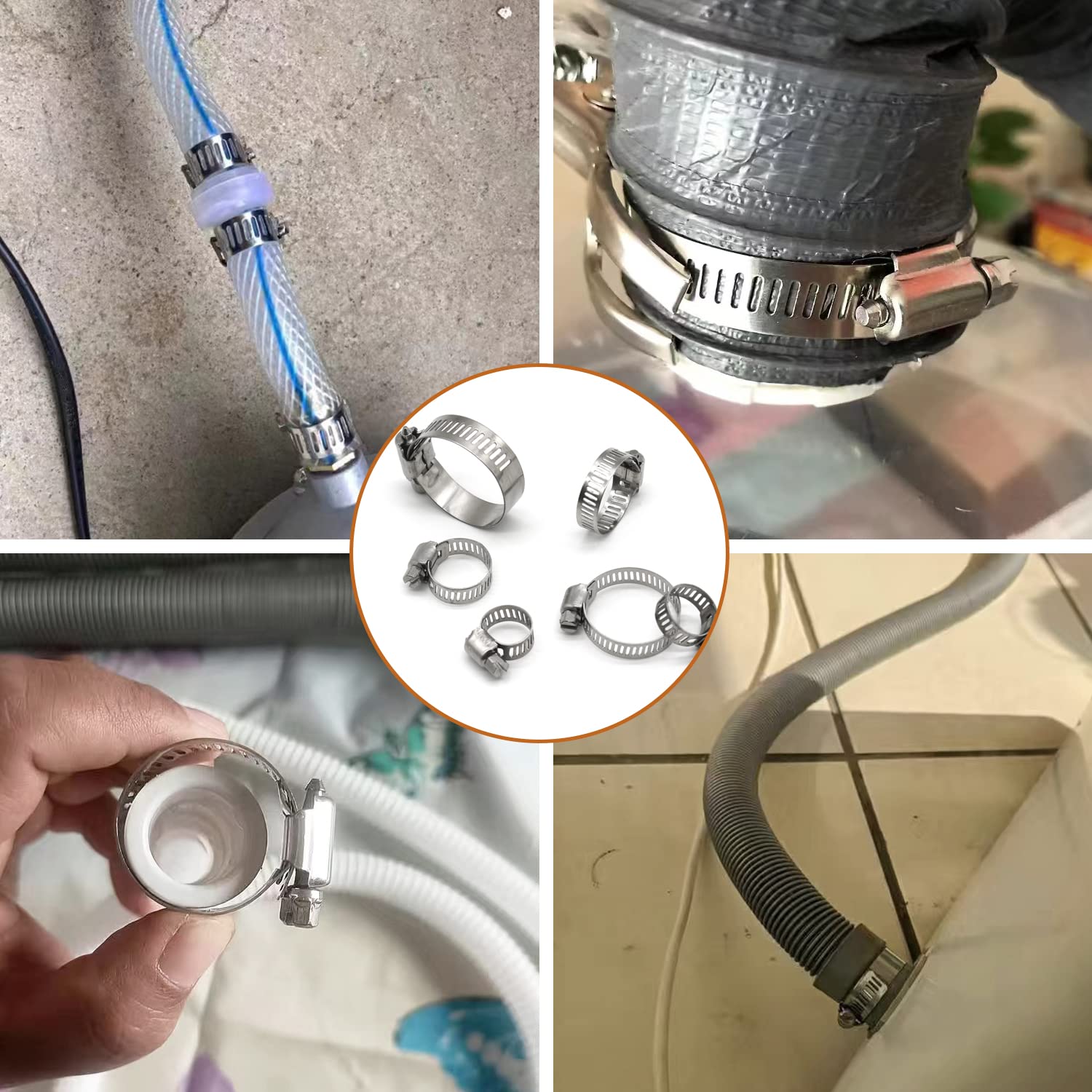 ZIPCCI Abrazadera de manguera, paquete de 100 abrazaderas de manguera de acero inoxidable para engranaje sin fin de combustible, abrazaderas de tubería de 16-25 mm (5/8-1 pulgada)