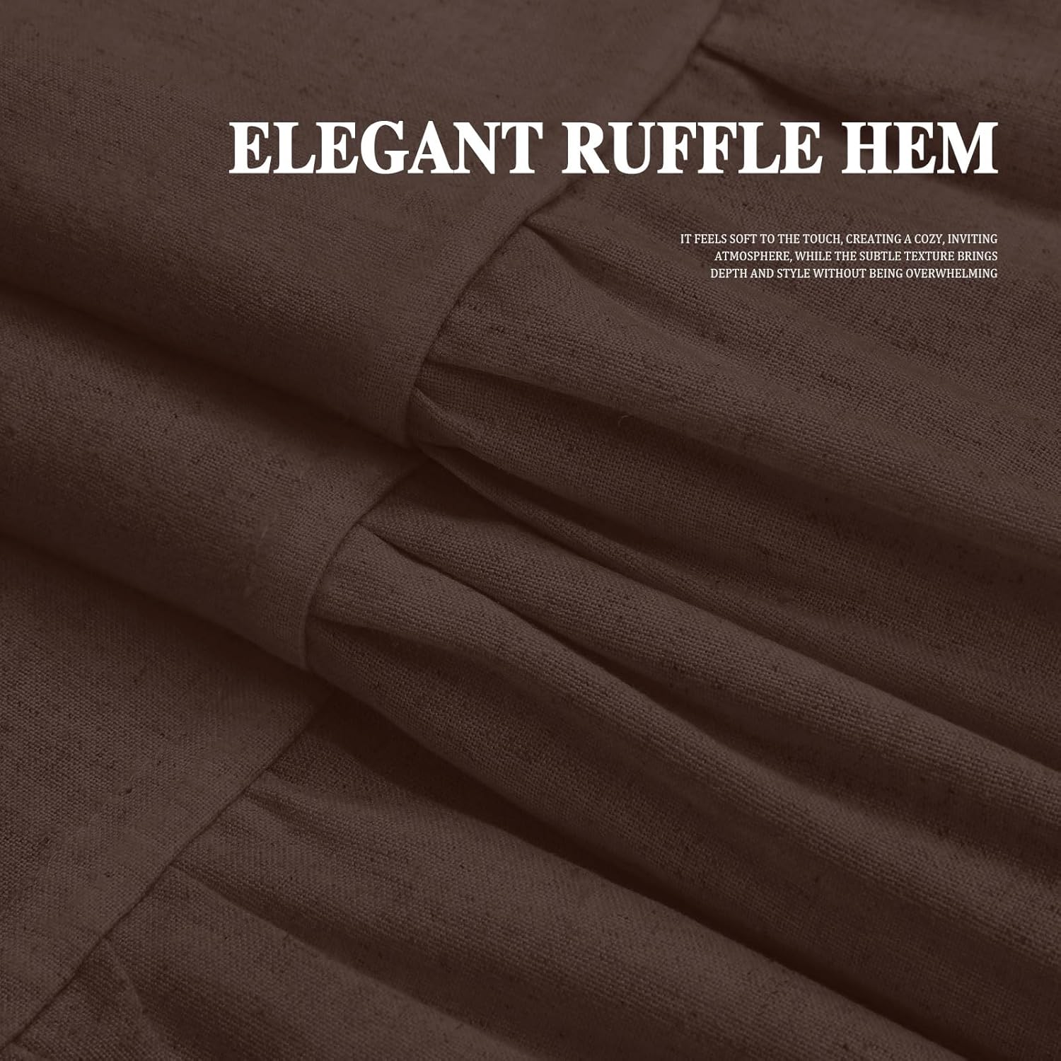 Farmhouse Shower Curtain with Ruffle Hem Linen Flax Brown Shower Curtains for Bathroom Country Vintage Rustic Natural Fabric, 72" W x 72" L Flax-brown 72"W x 72"L