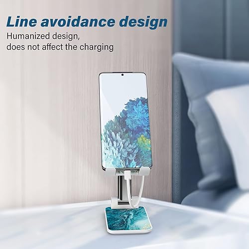 Miniatura 5 de Soporte de teléfono plegable para escritorio, ángulo de visión ajustable, adecuado para iPhone, Samsung y otros teléfonos inteligentes, océano azul