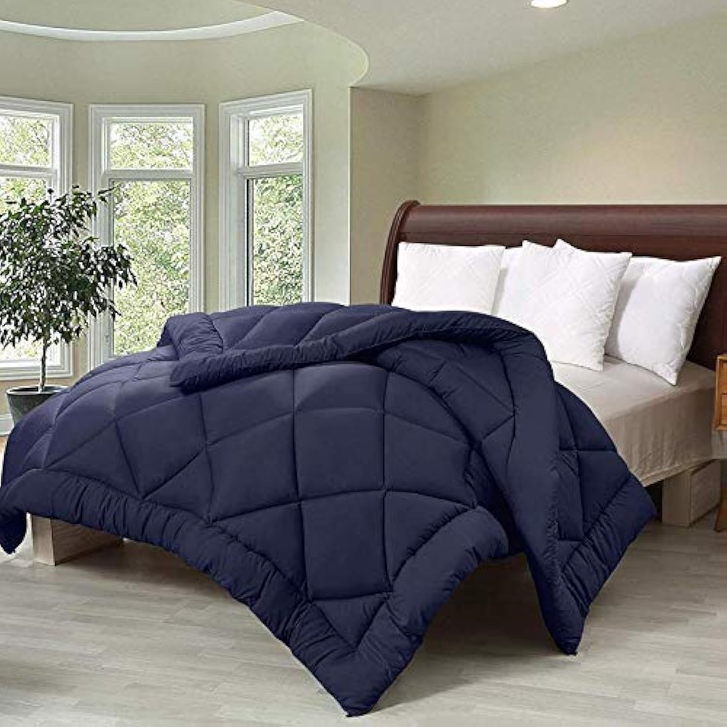 Linenovation Soft Microfibre 500 GSM Heavy Winter Quilt/Comforter/Duvet/Bedding Set/Blanket/Rajai/for Double Bed-90 Inch X 100 inch Bed Comforter- Dark Blue-image-34