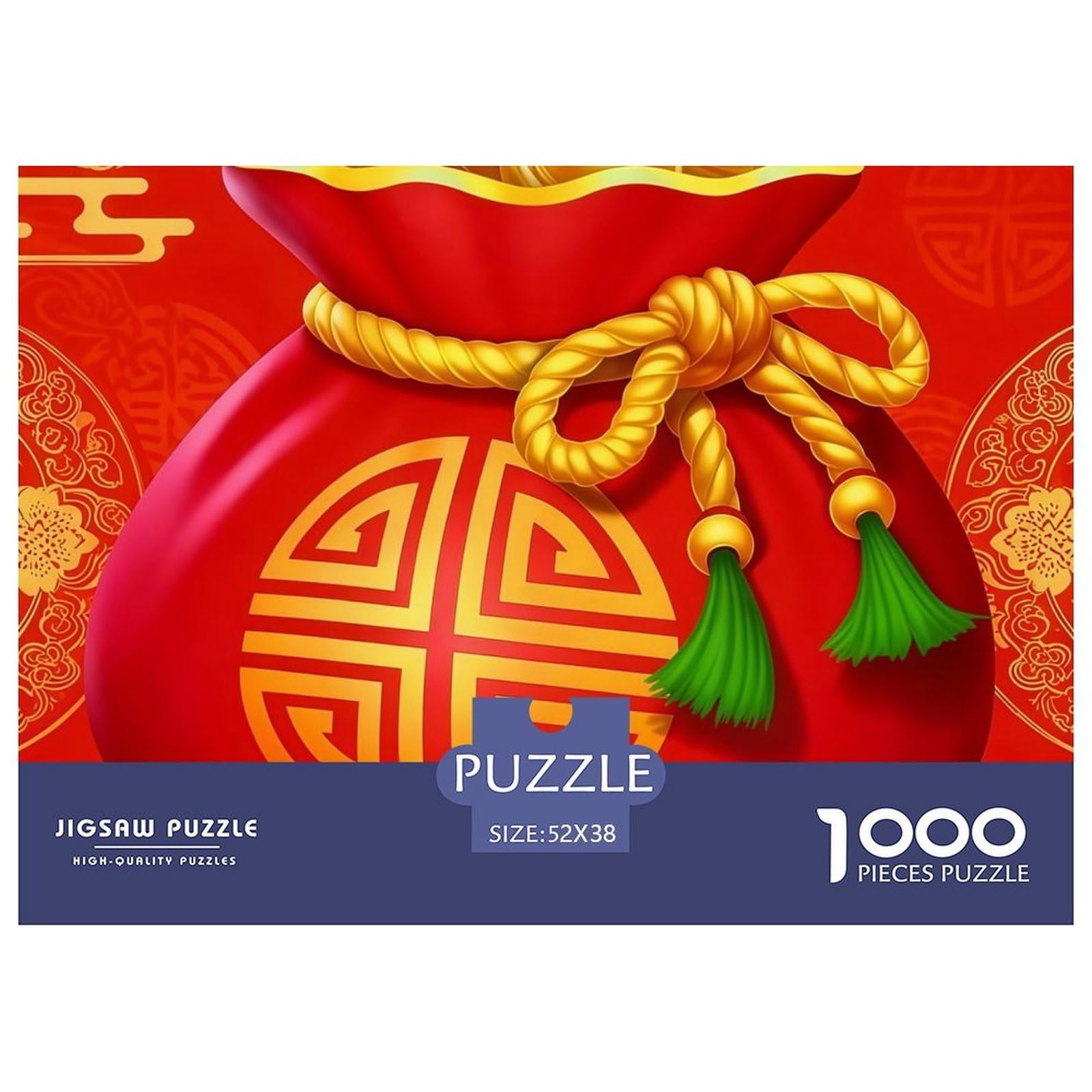 Chinese New Year Fortune Wall Decoration And Gifts 1000 Pieces Puzzle -Chinese Lucky Money Bag Recycled Paper Fun And Challenging Family Game52x38cm/1000pcs — image 1