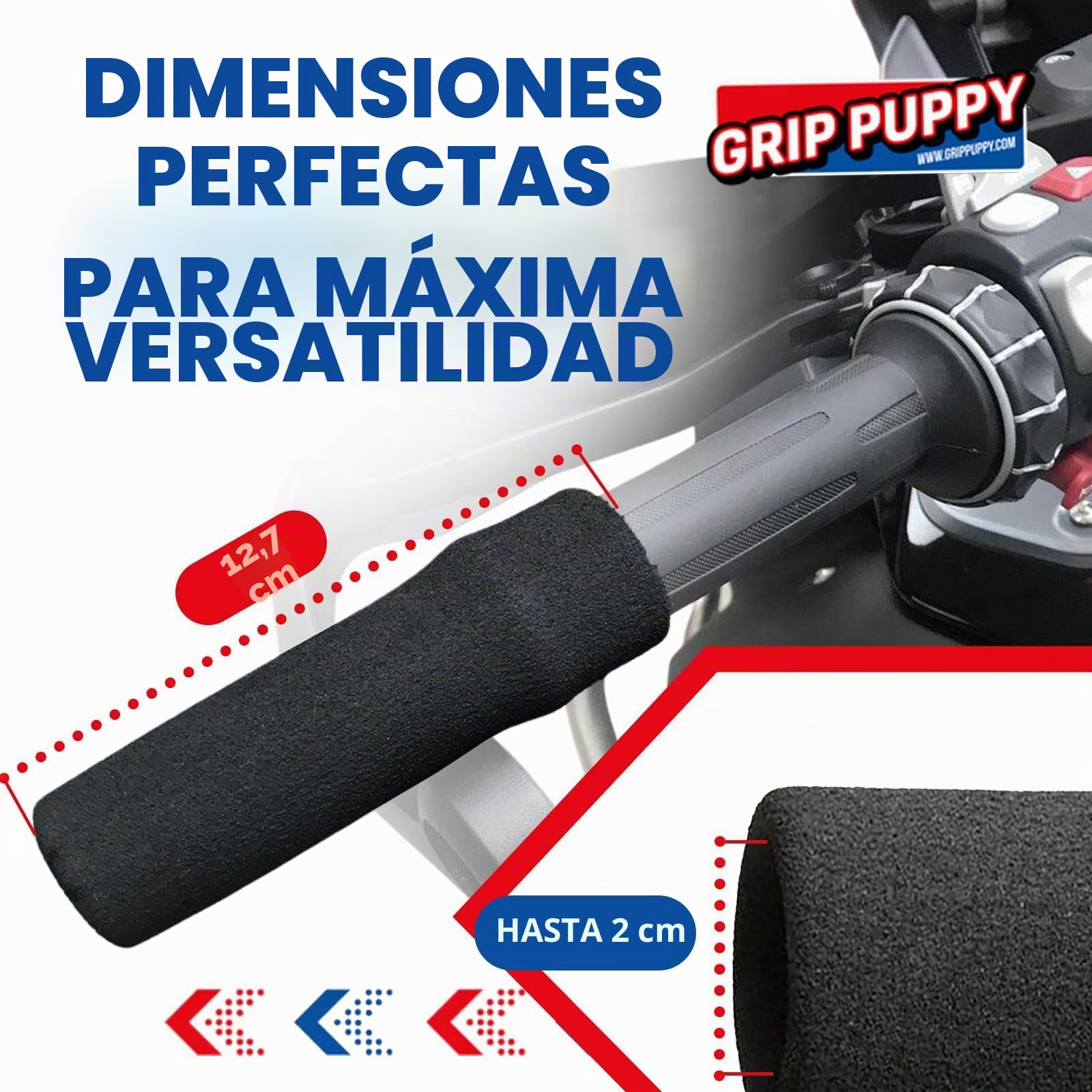 Grip Puppy - Agarre de Manillar para Motocicleta, Scooter y ATV - Material Especial de Alta Tecnología - Negro