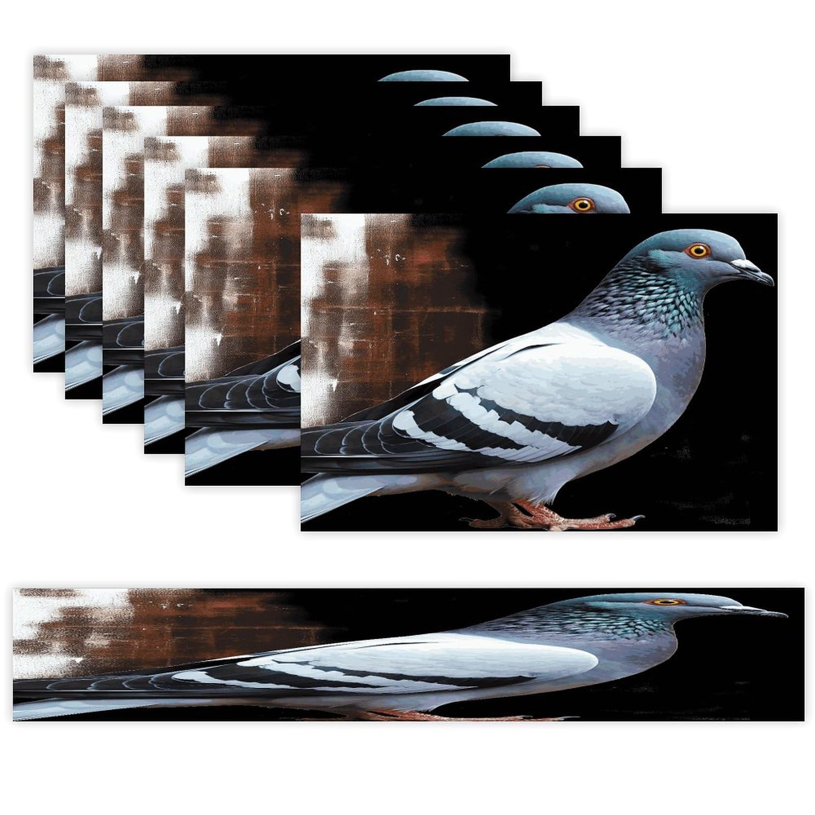 Pigeon Table Runner and Placemats Set of 6 for Kitchen Washable Table Mats Heat Resistant Place Mats Non-Slip Place Mat Wipeable Placemat(6 Placemats+1 Table Runner)