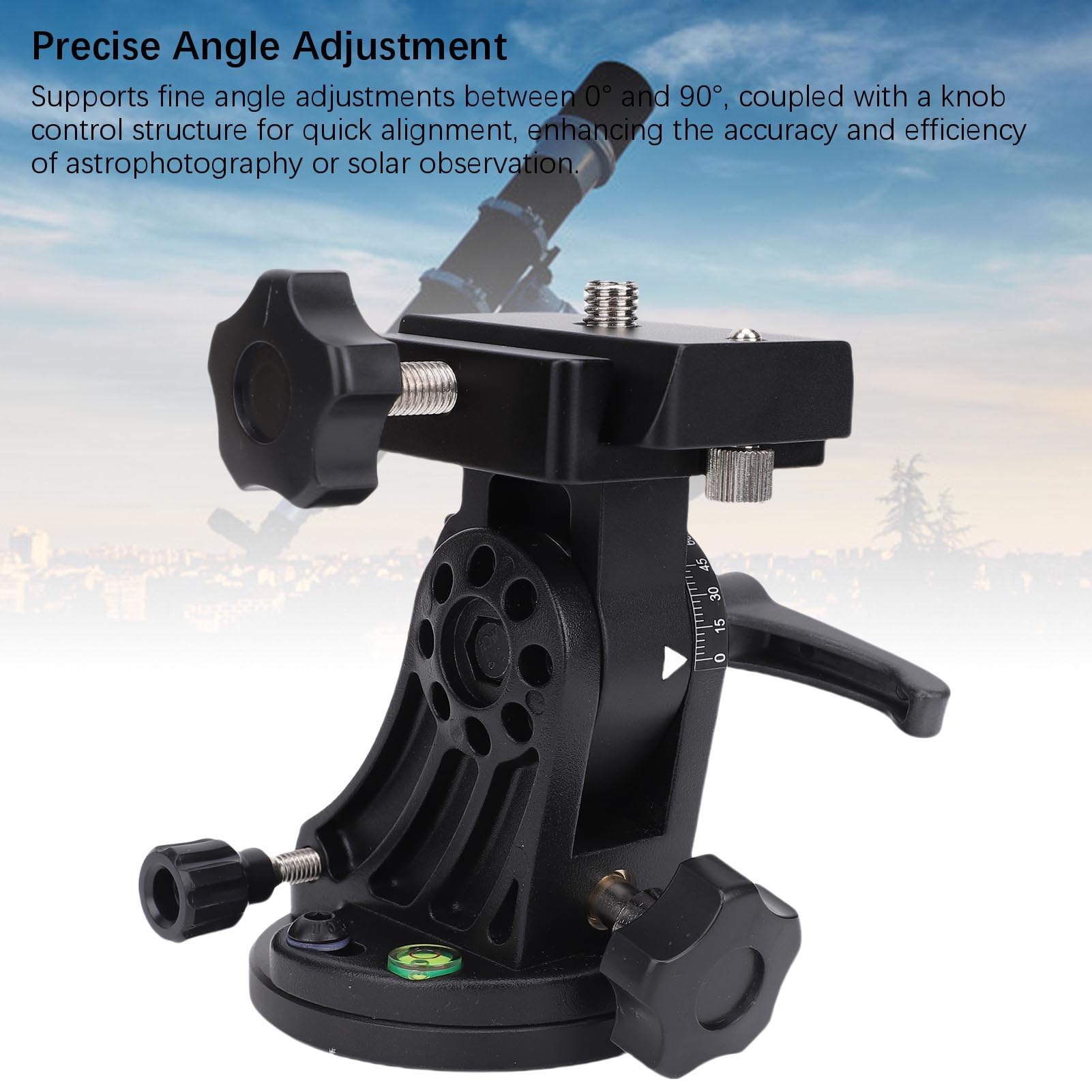 Cosiki Asiento de Ajuste de Latitud, Soporte para Telescopio de Aleación de Aluminio, Soporte para Trípode de Cámara Ajustable de 90° con Rosca de 3/8, Ideal para Telescopio Astronómico y Trípode de