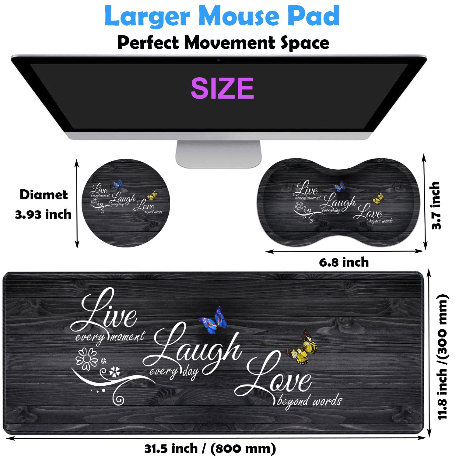 Amylove - Alfombrilla De Computadora Para Esquina De Mouse, Impermeable, Grande, De Goma, Para Oficina, Hogar, Computadora, Juegos, Suministros De Protección De Computadora, 36.2 Pulgadas (Color