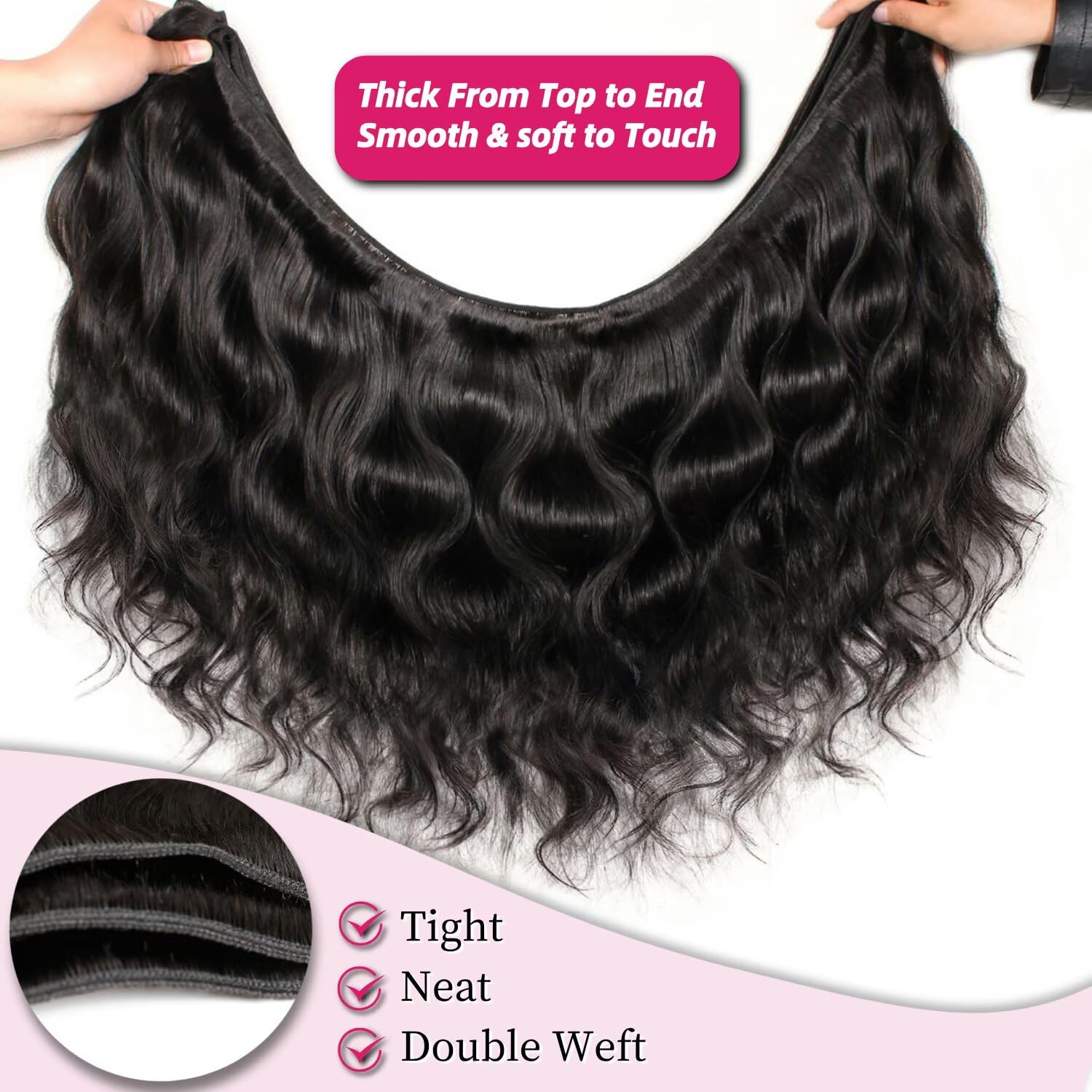 Brazilian Human Hair Extensions 12A Body Wave Bundles 16-22 Inch Amazon.com : Lemeiily 12A Human Hair Bundles Body Wave 4  main image 3