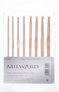 MILWARDS 2232508 Crochet Hook Set Rose Gold Set of 8, Assorted