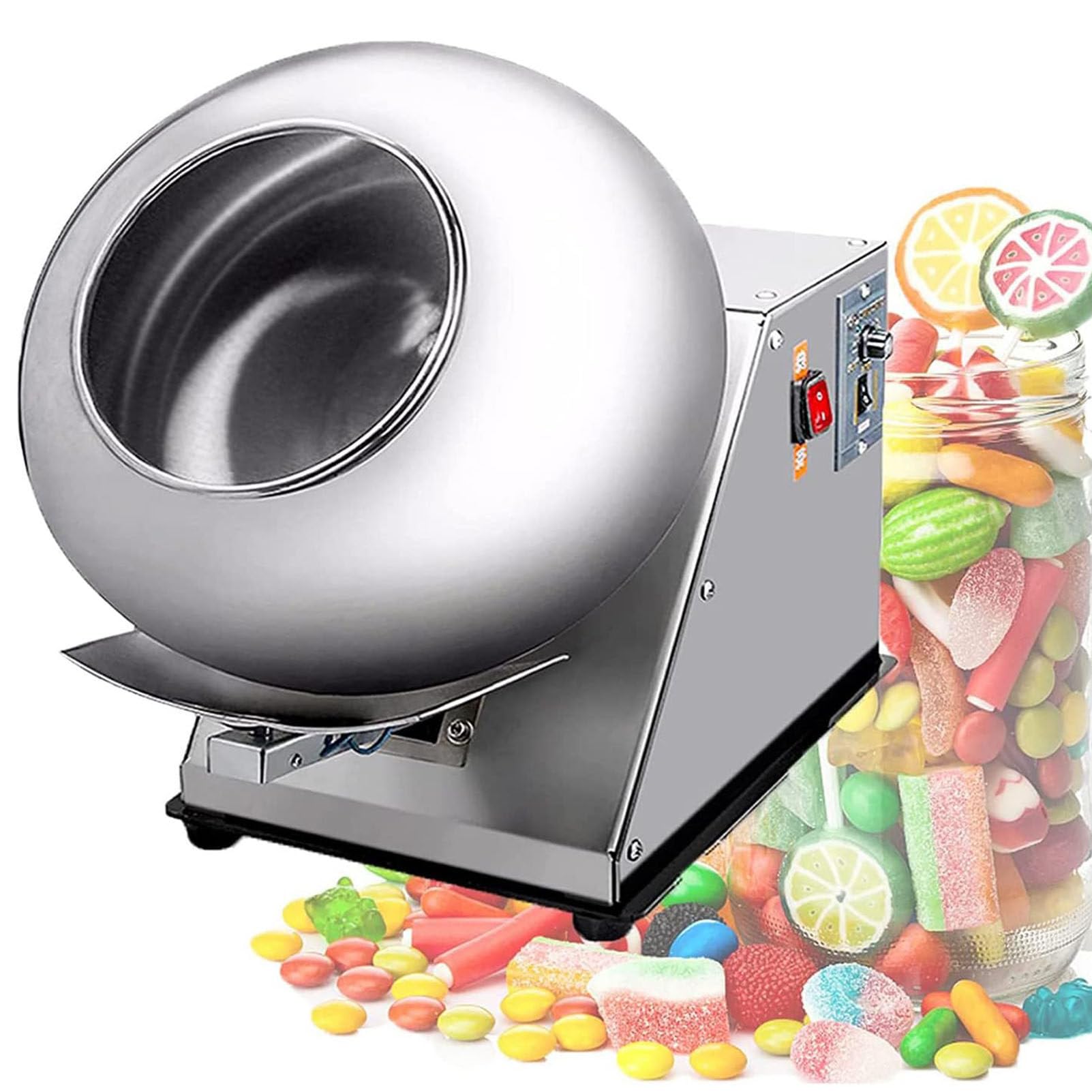 ASerZenith Electric Sugar Coating Machine, Commercial Chocolate Coating Machine, Automatic Table Top Panning Coater,For Bakeries, Food Stores,400Mm