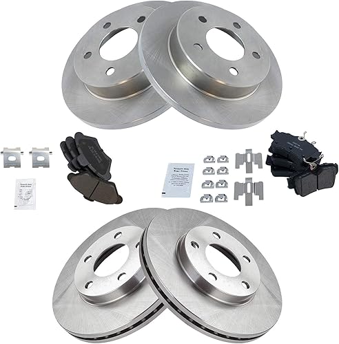 Miniatura 9 de TRQ Kit de pastillas de freno delanteras y traseras y rotores Kit de productos químicos de freno Pastillas de freno Rotor de freno Cerámica