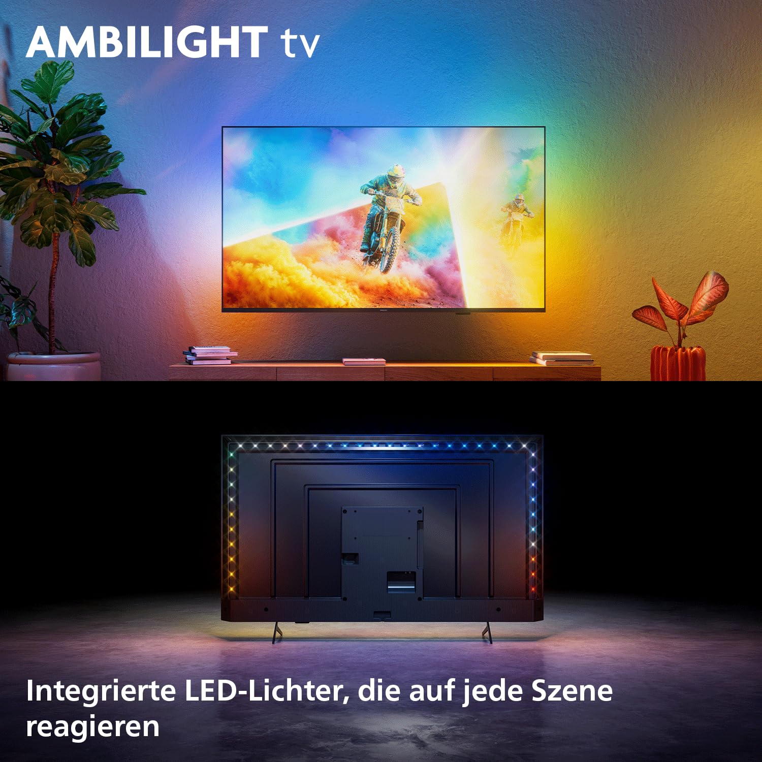 PHILIPS Ambilight TV 65PQS8501/12 65 Zoll Ambilight 4K QLED Smart-TV | Pixel Precise Ultra HD, Titan OS, Dolby Atmos Sound