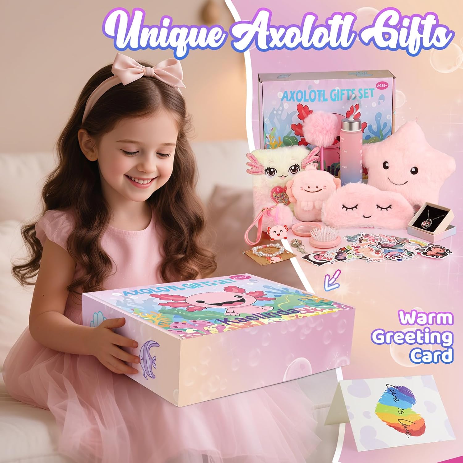 Axolotl Gifts for Girls - Birthday Gifts for Girls Age 4-6 6-8, Axolotl Girls Gifts for Daughter Niece 3 4 5 6 7 8 Year Old, Axolotl Toys for Kids Birthday Valentine Day Gifts - Image 7
