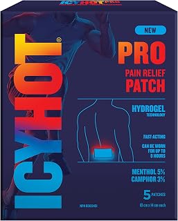 Icy Hot Pro Pain Relief Patch (5-Count Pack) - with Camphor, Menthol, & Advanced Hydrogel Technology - Fast-Acting, Targeted Relief of Muscle Ache & Joint Pain, Simple Backache, Strains, & Sprains