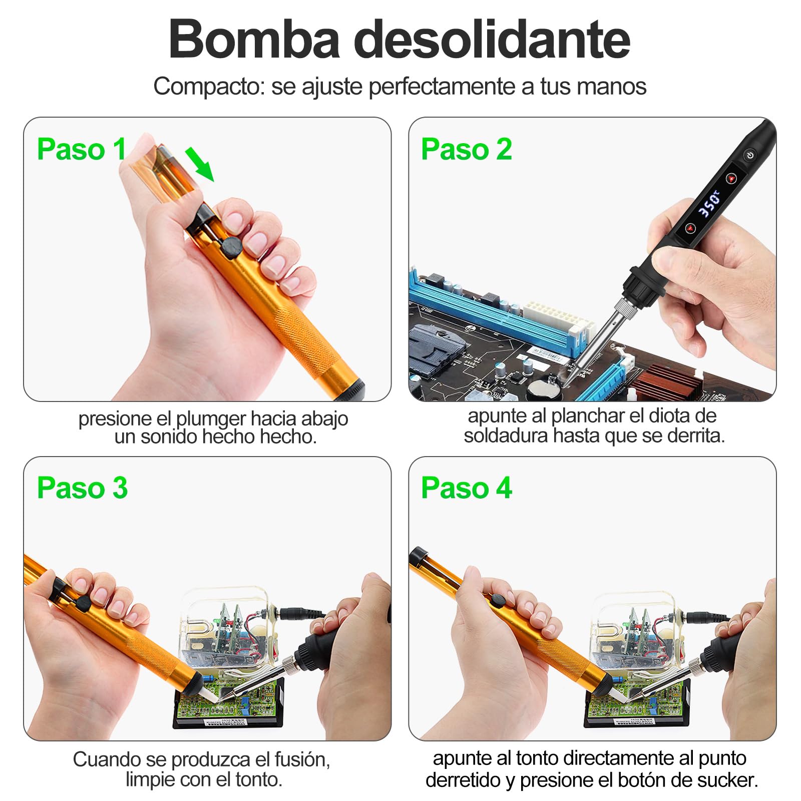 Soldador de estaño 80W Kit 13 en 1 Soldador Profesional con Temperatura Ajustable 180℃-520℃, 5pcs Puntas, Bomba Desoldadora, Soporte, Pinzas Antiestáticas, Alambre de Soldadura