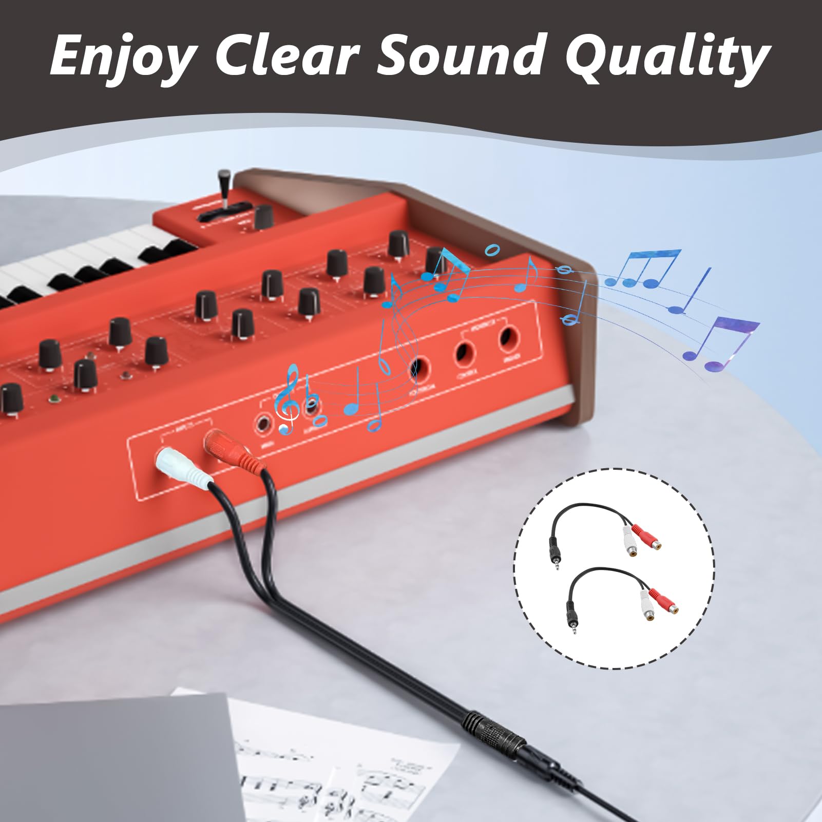 2 Pièces Adaptateur Audio Stéréo RCA vers Jack 3,5 mm, Convertisseur 2x RCA Femelle vers Fiche Jack Mâle, Câble Audio Hi-Fi Haut, Connexion TV, Chaîne Stéréo, Amplificateur, Enceinte, Smartphone