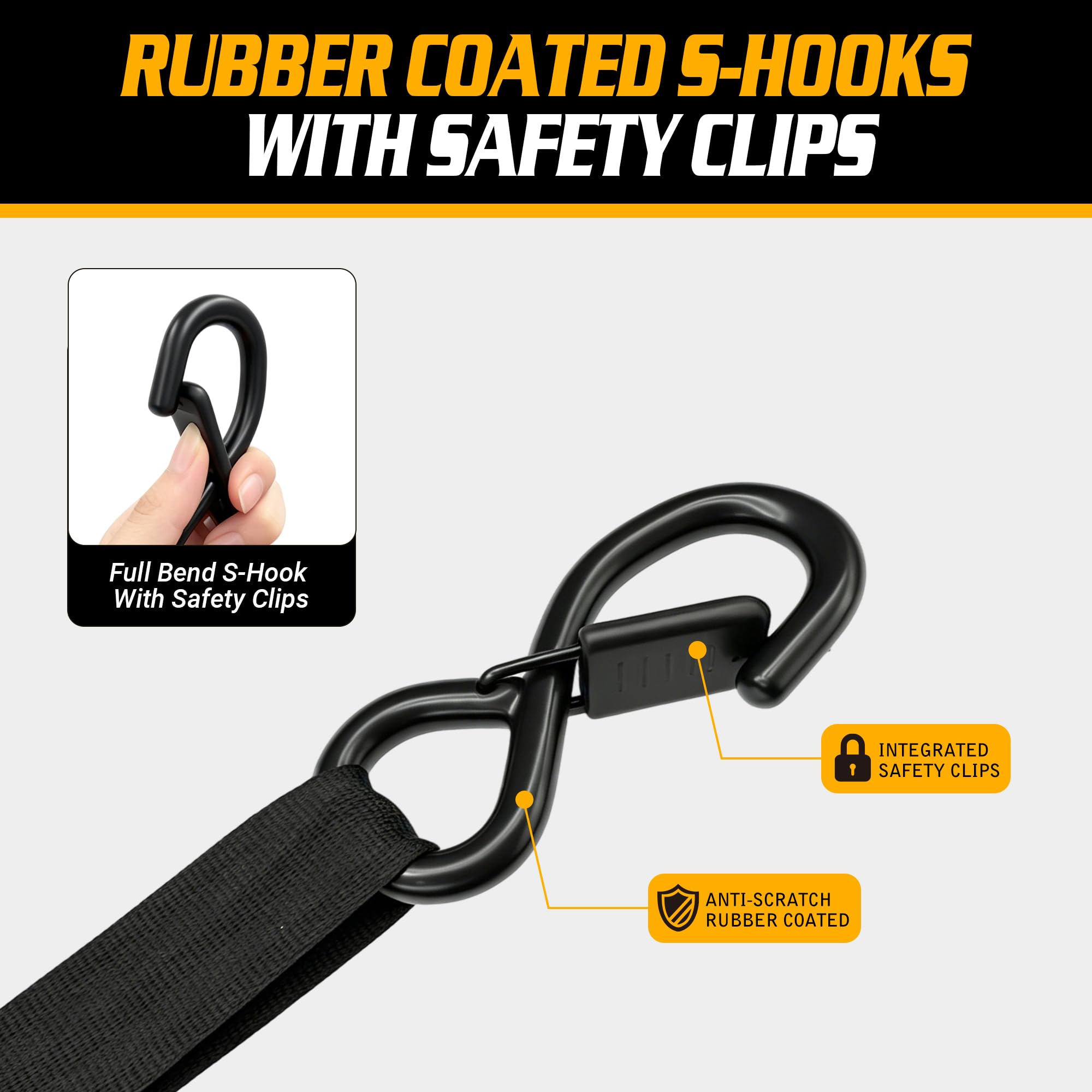 Retractable Ratchet Straps - Easy Load Securing -3
