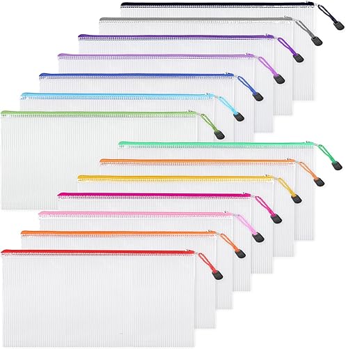 EOOUT 14 bolsas de malla con cremallera, pequeñas bolsas organizadoras, 9.2 x 4.5 pulgadas en 14 colores para almacenamiento de viajes y