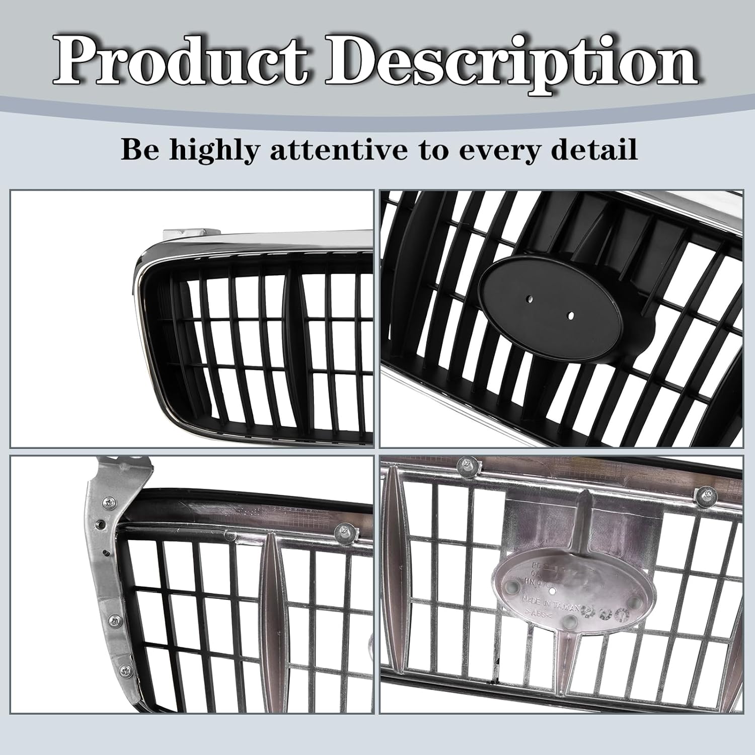 CarPartsDepot Front Grille Grill Chrome Shell Compatible With 2001-2003 Elantra HY1200117 863502D070