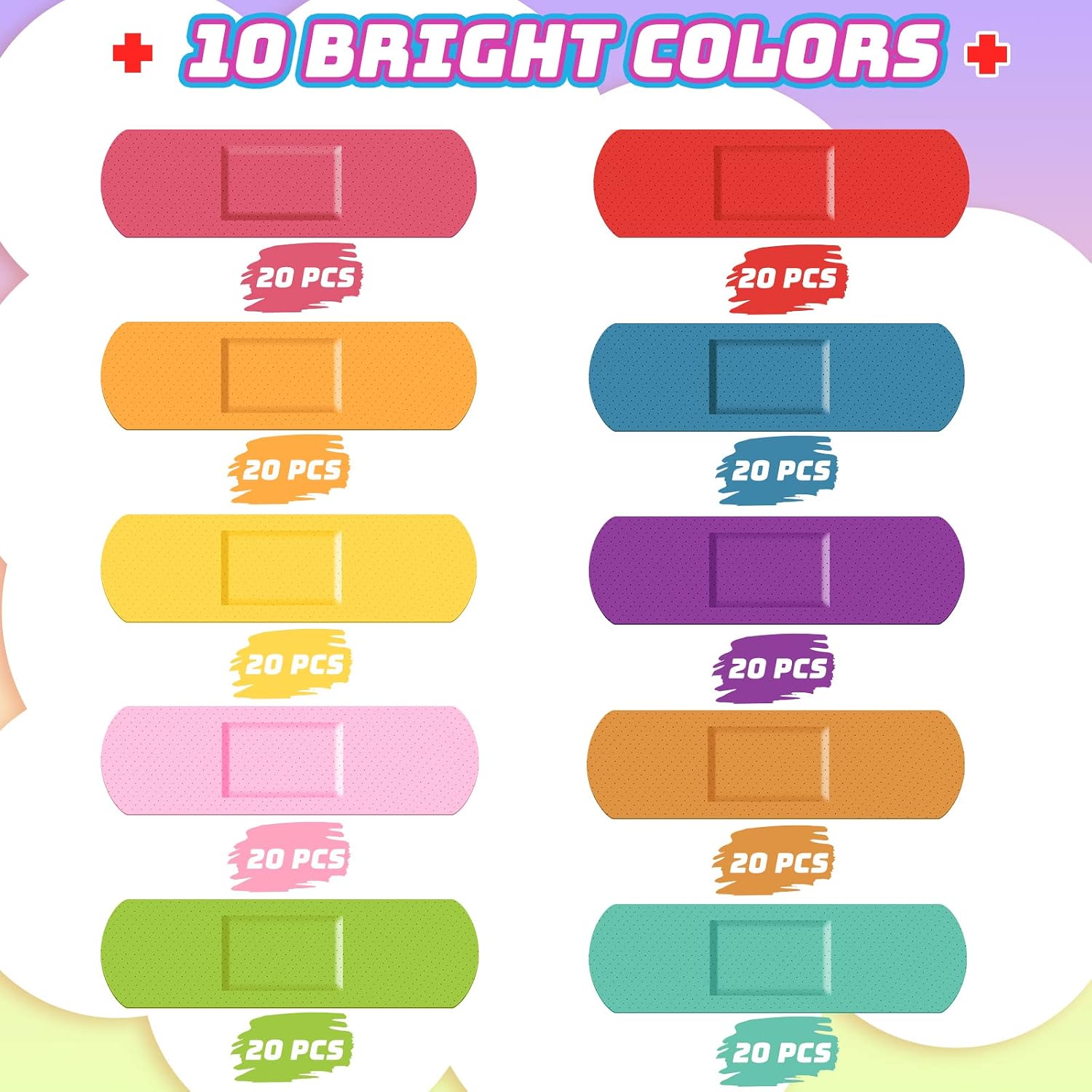 Lounsweer 200 Pcs Kid Colorful Bandages Bulk Waterproof Breathable Bandage