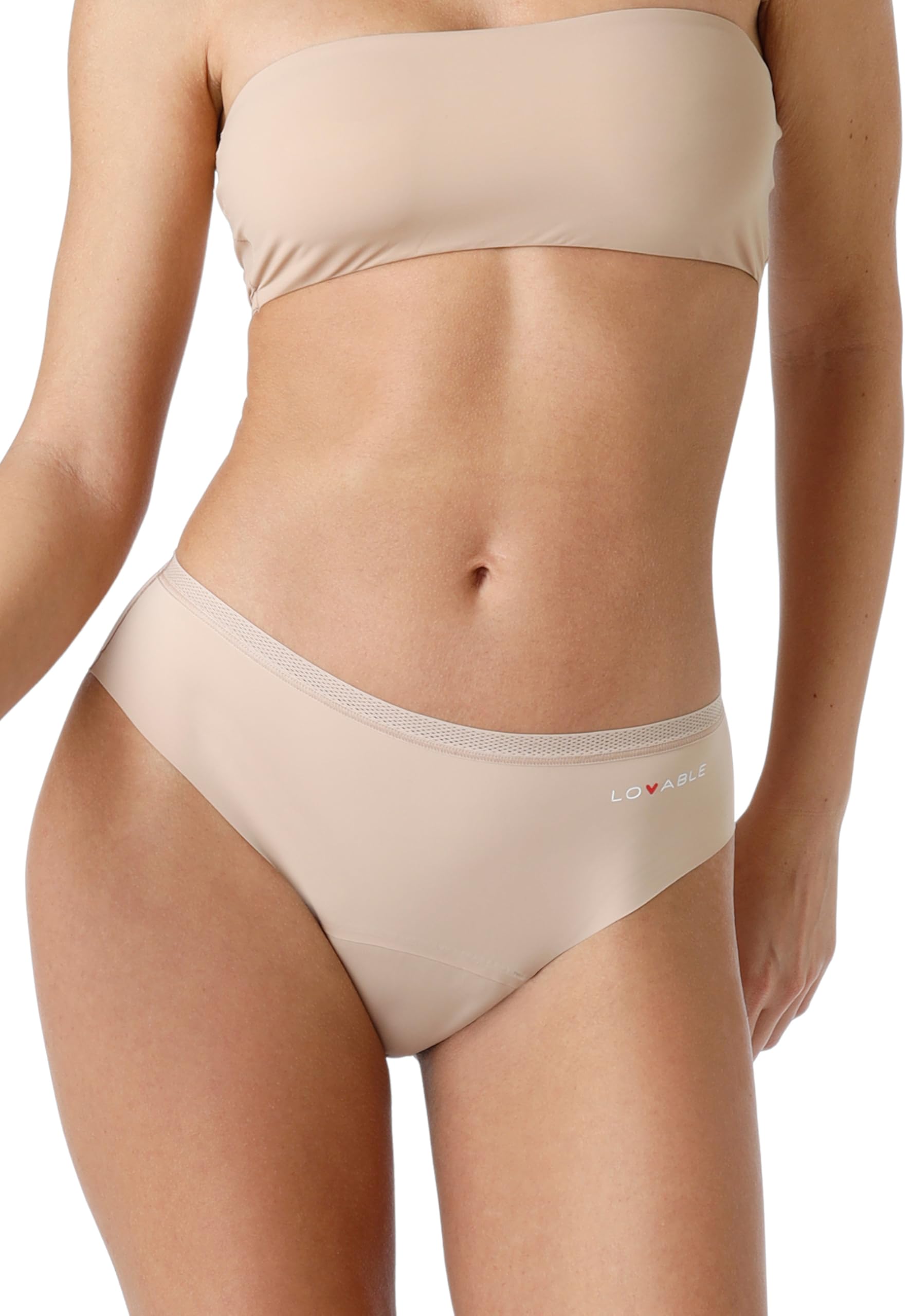 Lovable Slip da Ciclo Mestruale Flusso Abbondante | Mutande Invisibili in Microfibra, Lavabili, Riutilizzabili e Anti-Perdite | Period Panties Donna, Cipria, M