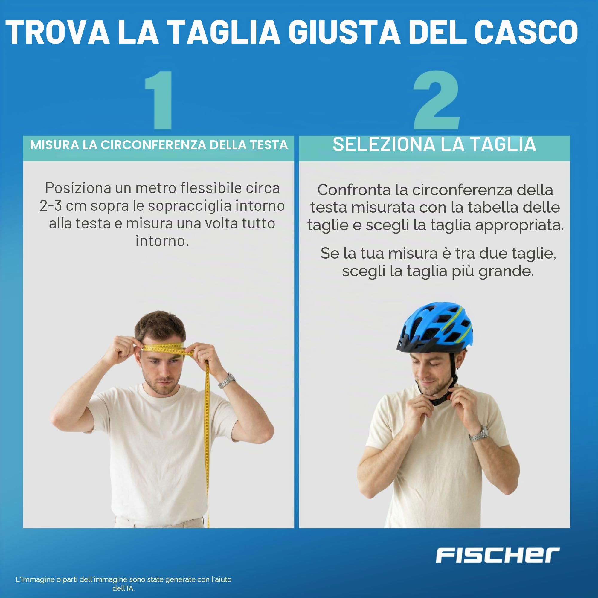 FISCHER Fahrradhelm Casco da bicicletta, Unisex-Adulto, Blu (Montis Blue), S/M (52-59)