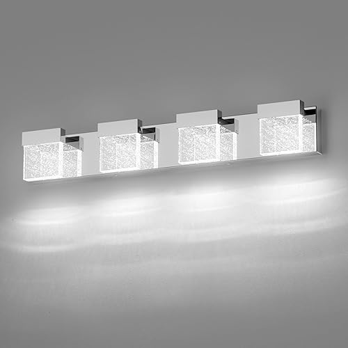 Miniatura 13 de Lámpara de tocador de baño de 30.5 pulgadas con 4 burbujas, color negro, lámpara LED sobre espejo, moderna, 6000 K