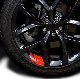 Kemaily Wheel Decals Hash Stripe Stickers Fits 18''- 21'' Wheels, 6Pcs Reflective Car Wheel Rim Decal Stripes Decoration Accessories (Red)