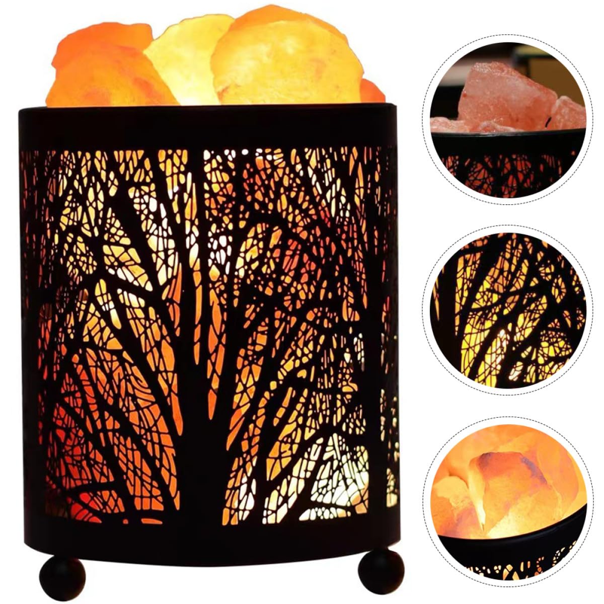Lampe de Sel de Table Cylindrique Noire en Fer, Kit 1 Pièce