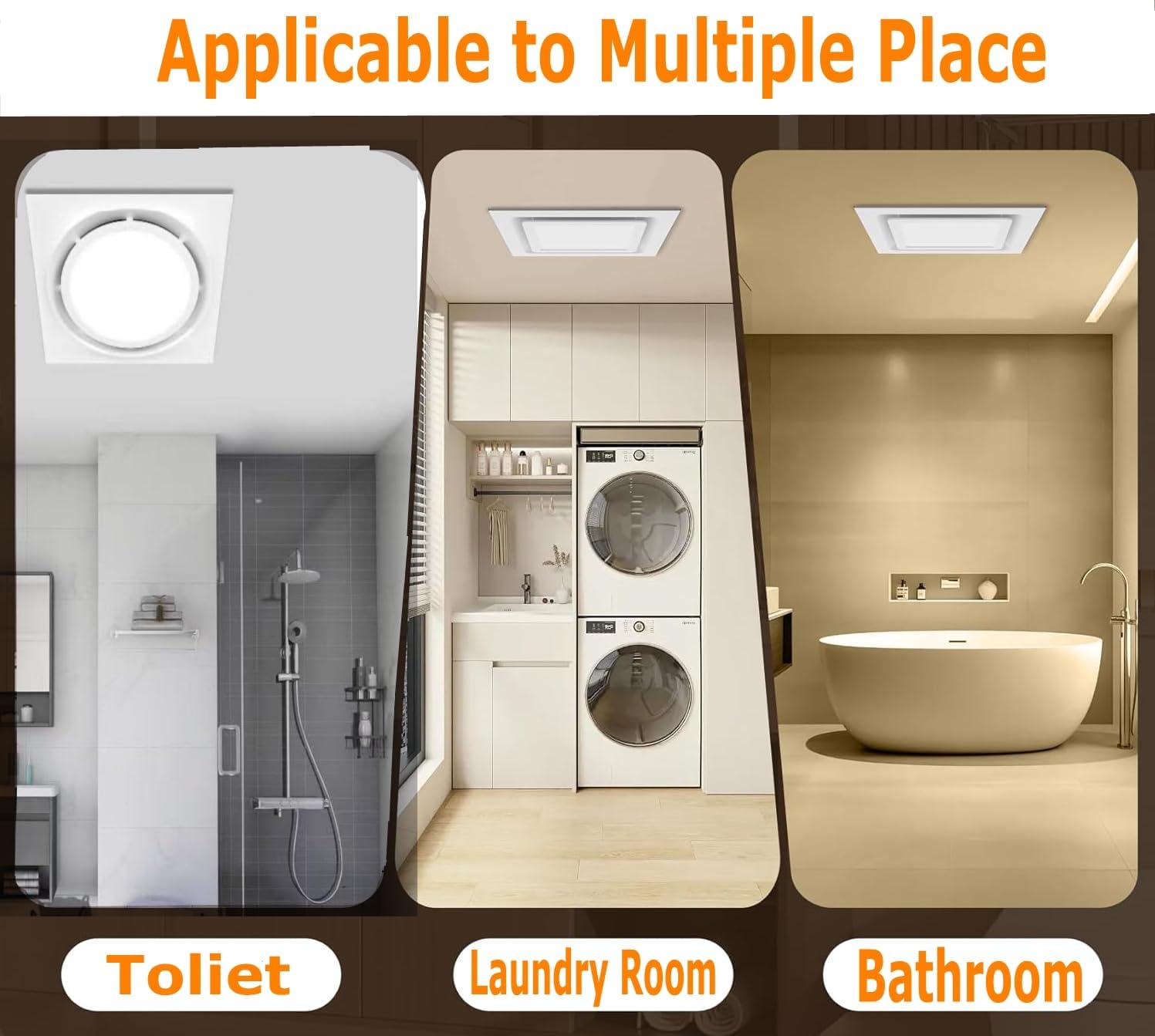 Bathroom Exhaust Fan with 6500K LED Light 140 CFM Ceiling Ventilation Fan 1.0 Sone 4 Inch Duct Quiet Square Bath Fan Light Combo, Shower Exhaust Fan with Light