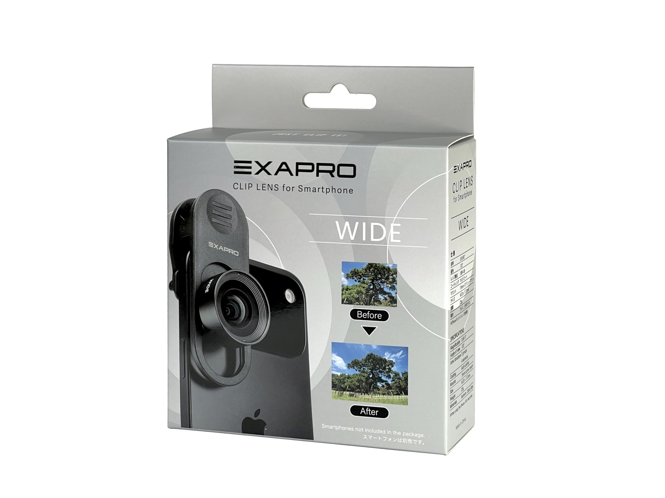 EXAPRO Clip-Objektiv Weitwinkel 0,66x, 120° Blickwinkel, für iPhone, Samsung Galaxy, Google Pixel, Android, EXP-CLW