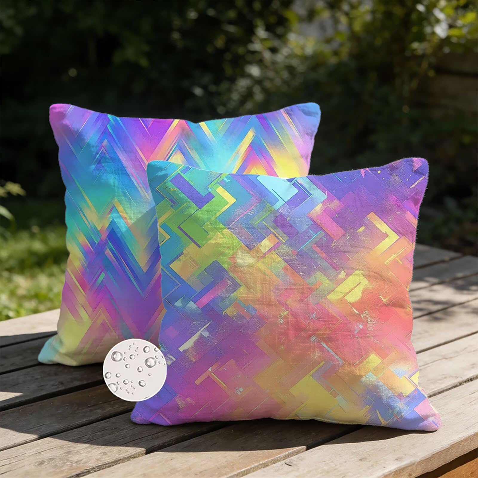 Housse de Coussin Canapé Couleur 55x55cm Exterieur Impermeable Abstrait Taie D'oreiller Décoratif Aesthetic Housse Coussin Decoration pour Chambre Sofa Jardin Balcon Terrasse Lot de 2. Q-559