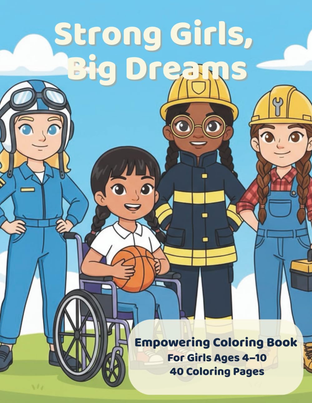 Strong Girls, Big Dreams: Empowering coloring book for girl