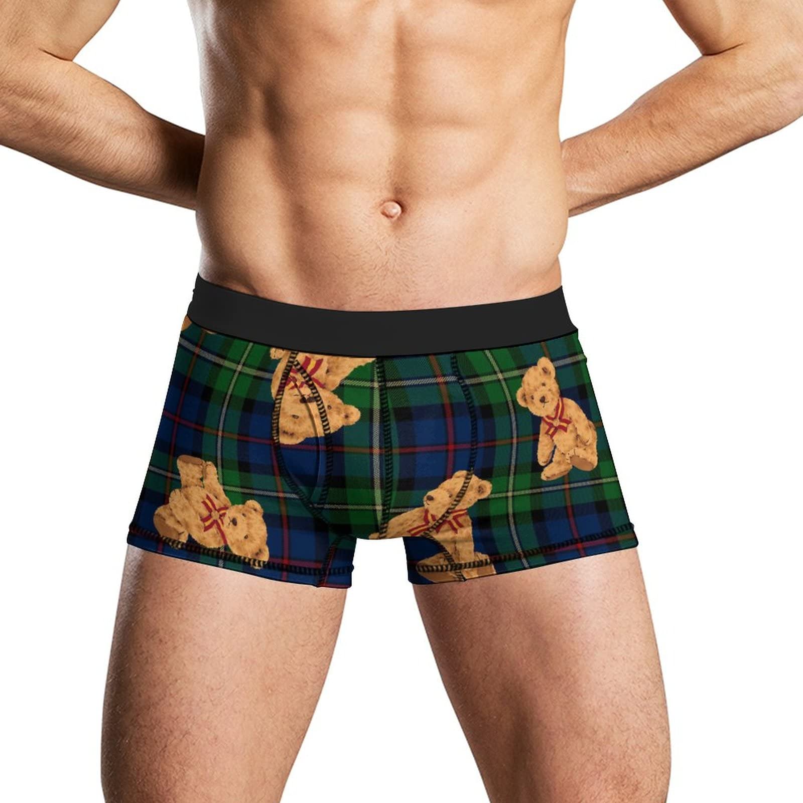 Melbrakin Men's As Pic Teddy Bear Doll Boxer Briefs Soft Underwear Breathable Trunks With Funny Print