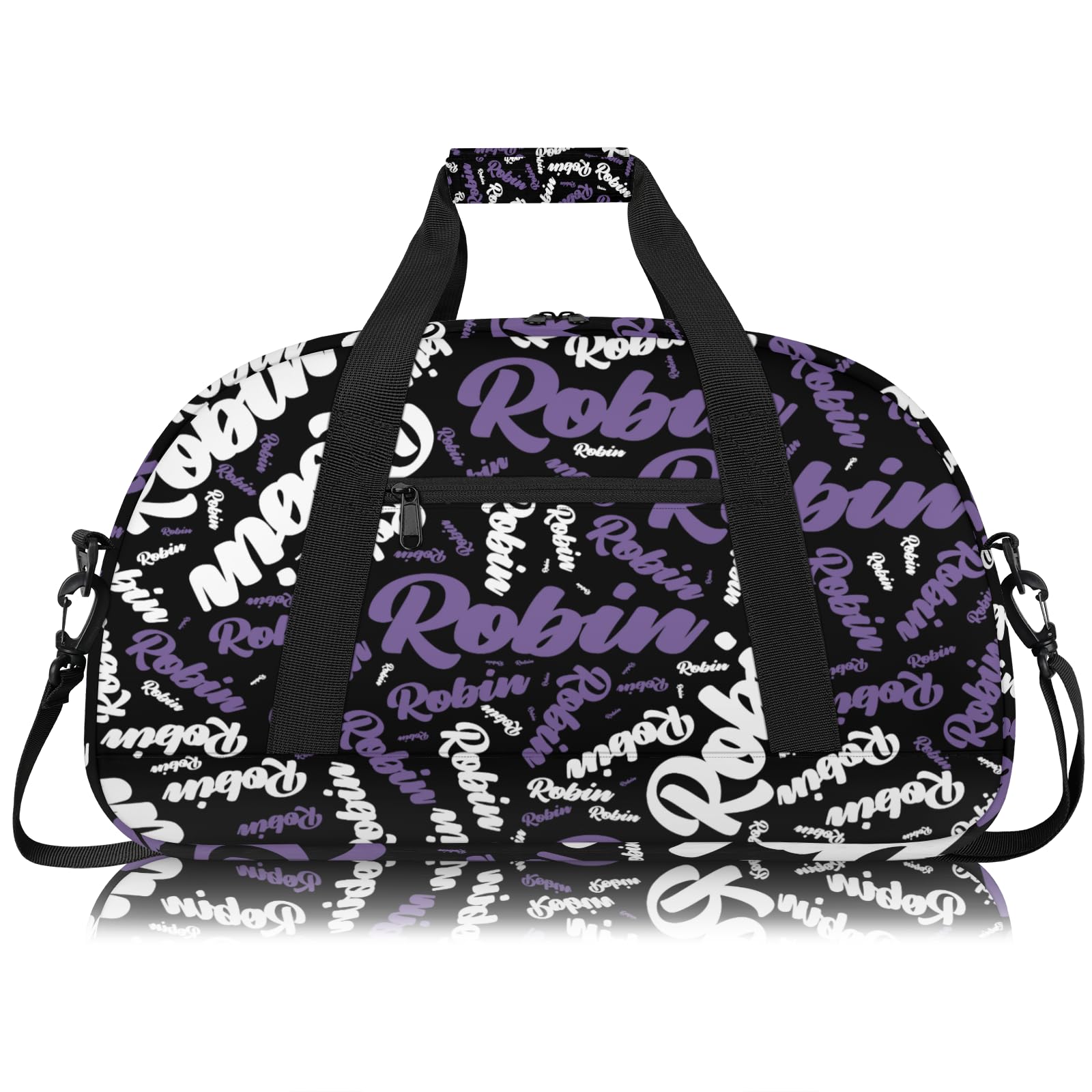 Personalized Sport-Gym-Swimming-Bag for Kids Custom Duffel Travel Bag for Boy Girl Dance Gymnastics Bag Overnight Weekend Bag Purple White Black