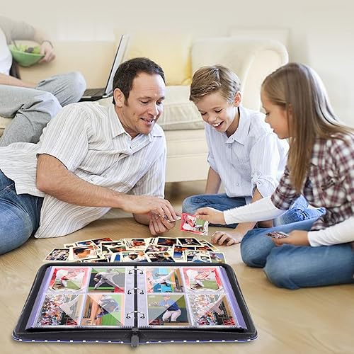 Miniatura 8 de Carpeta para tarjetas de béisbol con cremallera, 4 ranuras, para 400 tarjetas, resistente al agua, protector de álbum de tarjetas de almacenamiento,