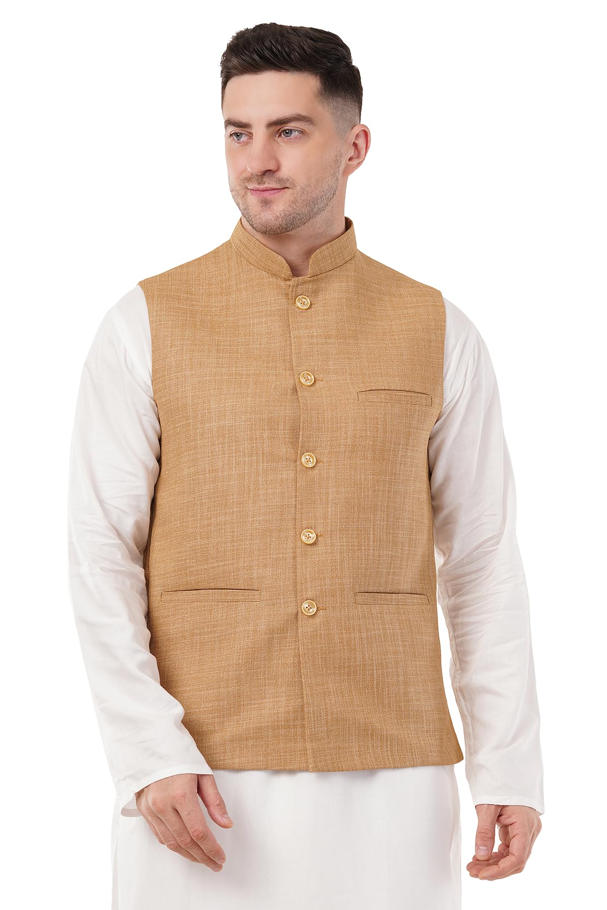 Men’s Linen Cotton Blend Nehru Jacket | Ethnic Waistcoat for Wedding, Festive & Formal Wear | Sleeveless Bandhgala Modi Jacket | Available in Multiple Colours