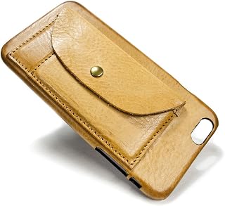 Nicola Meyer – iPhone 6S PLUS 5.5” leather case with 2 credit card slots horizontal plus a flap can choose combinations (color BODY: NATURAL burnished - FLAP: NATURAL in photo)