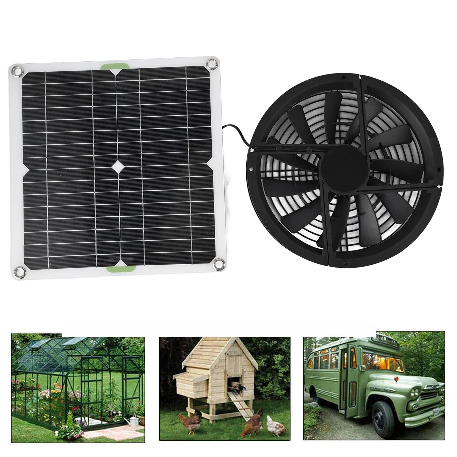 Dpofirs Kit de Ventilateur de Panneau Solaire, Ventilateur D'extraction pour Petits Poulaillers, Serres, Abris pour Animaux de Compagnie, échappement de Fenêtre, Ventilateur de