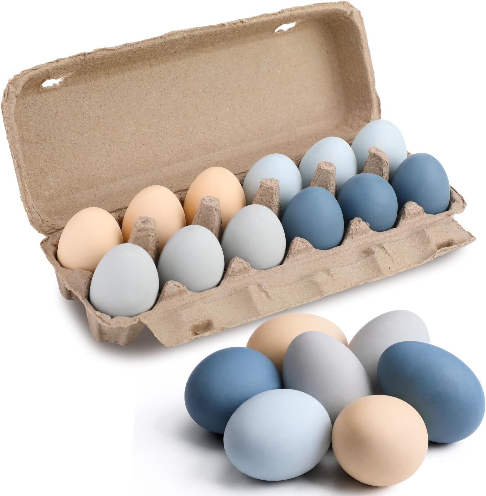CroBlissful 12 Pcs Easter Ceramic Eggs Morandi Fake Nest Egg Easter Decoration for Easters Egg Hunt Nesting Boxes Crafts Bowl Basket Fillers Easters Home Party Decor