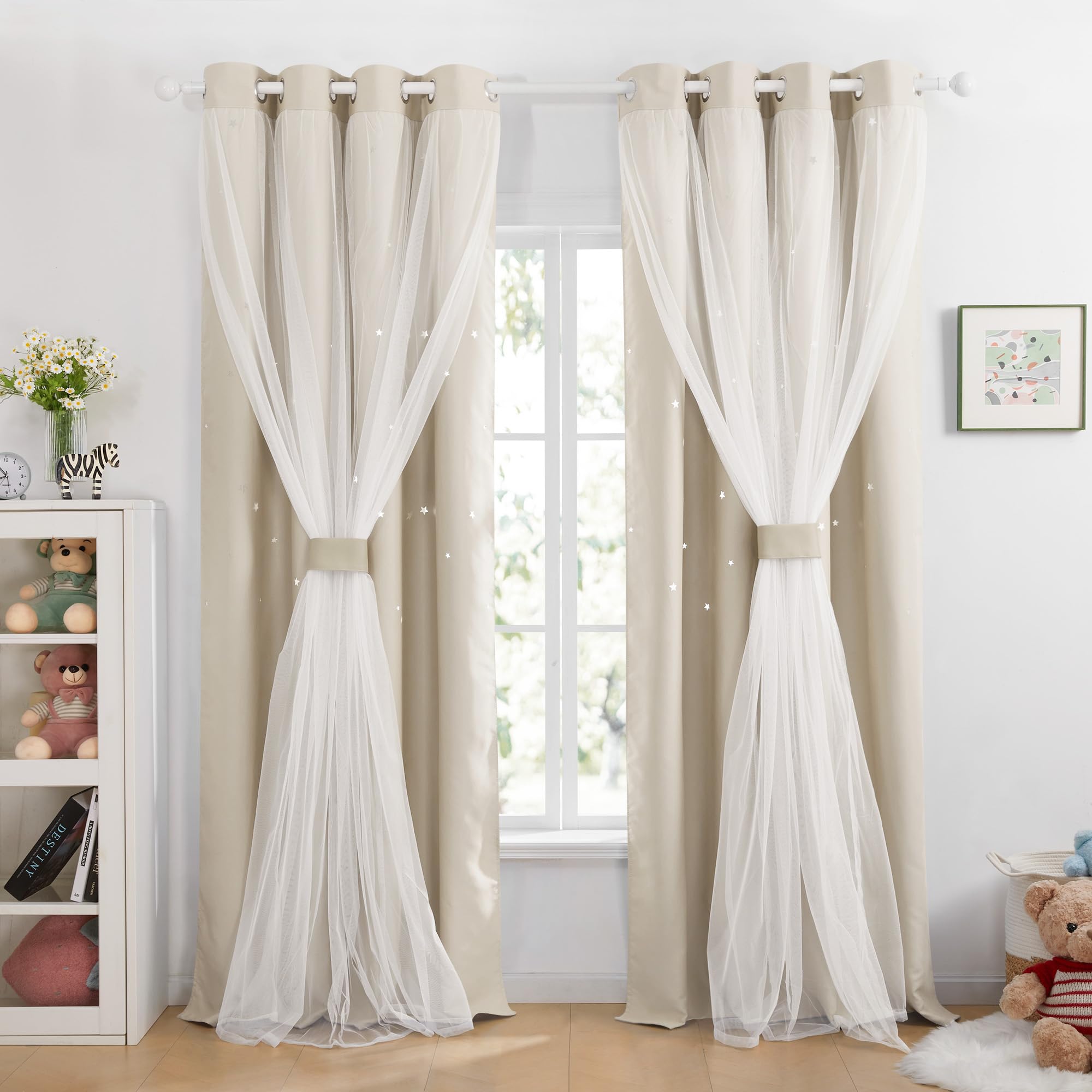 Deconovo Tende Oscuranti Termiche 140x240 cm, 2 Pezzi, Cachi Chiaro