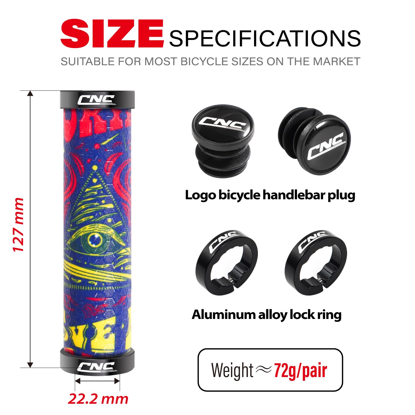 Manopole CNC per manubrio della bicicletta, impugnature in silicone MTB, impugnature in gel per mountain bike/BMX/bicicletta.