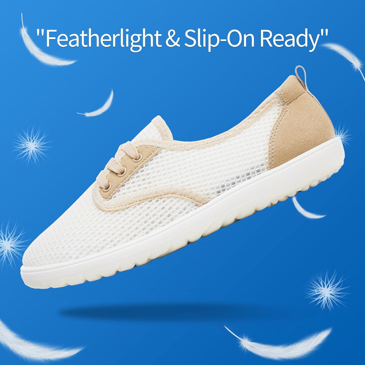 THATXUAOV Women's Breathable Mesh Tennis Shoes - Lightweight Low Top Lace-Up Canvas White Sneakers for Casual Walking, Sports, and Everyday Comfort - Image 6