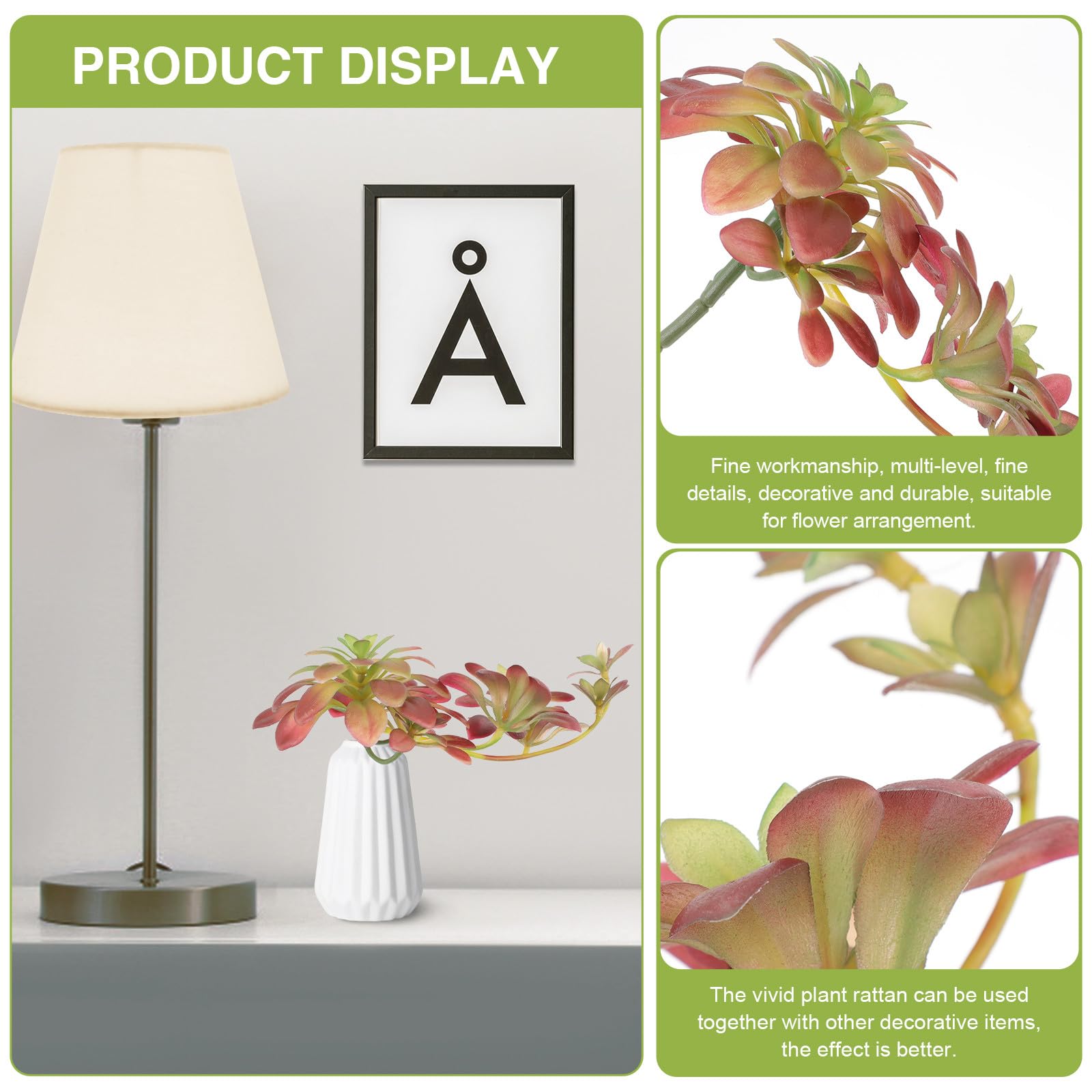 Plante Artificielle Succulente 27cm Marron en Plastique Réaliste | Vitrine et Composition de Fleur, Déco Intérieure Maison, Style Réaliste, 1 Pièce