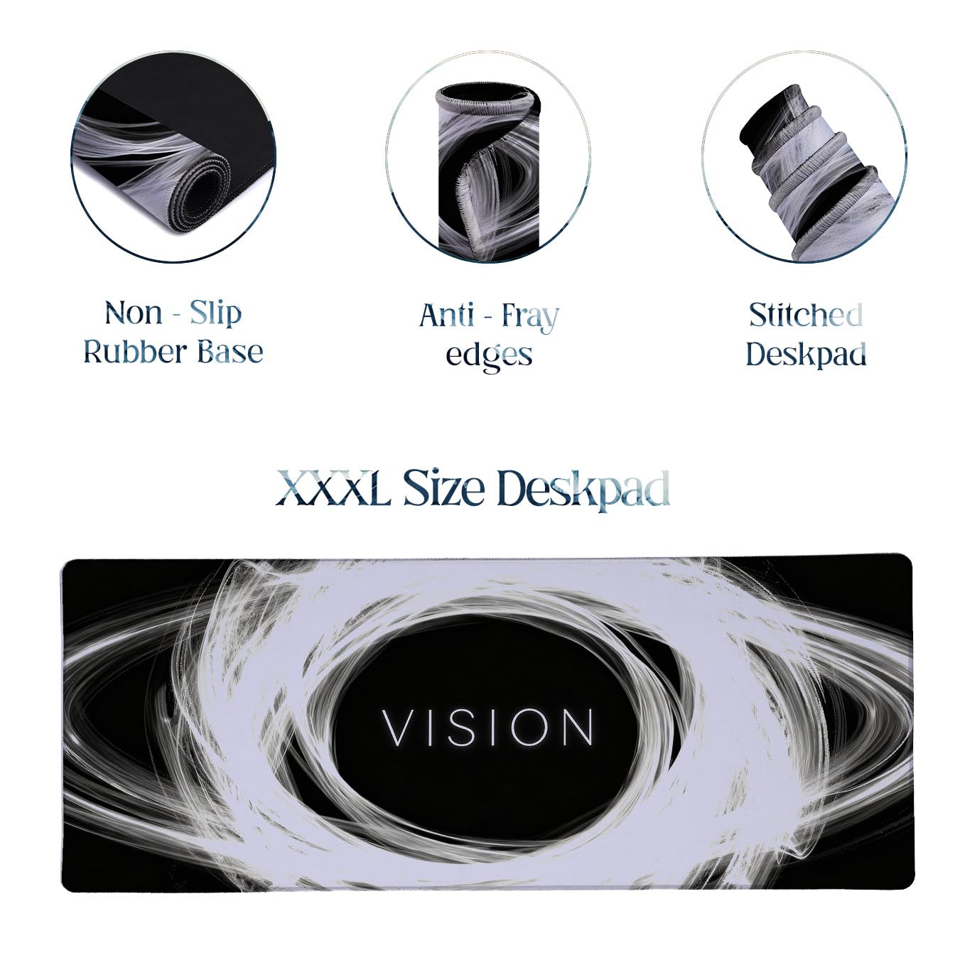 SoulAbiti Vision Extended Desk Pad (36x14 Inch) - Deep Work Productivity XXL Mouse Pad - Non-Slip Rubber Base & Stitched Edges 2