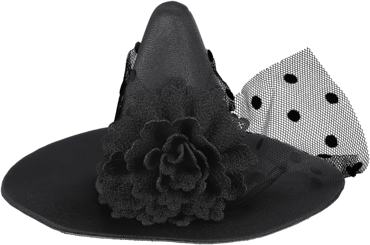 Luxshiny Miniature Witch Hat Clip Halloween Party Headwear Lightweight Mesh Cosplay Accessory for Kids and Adults