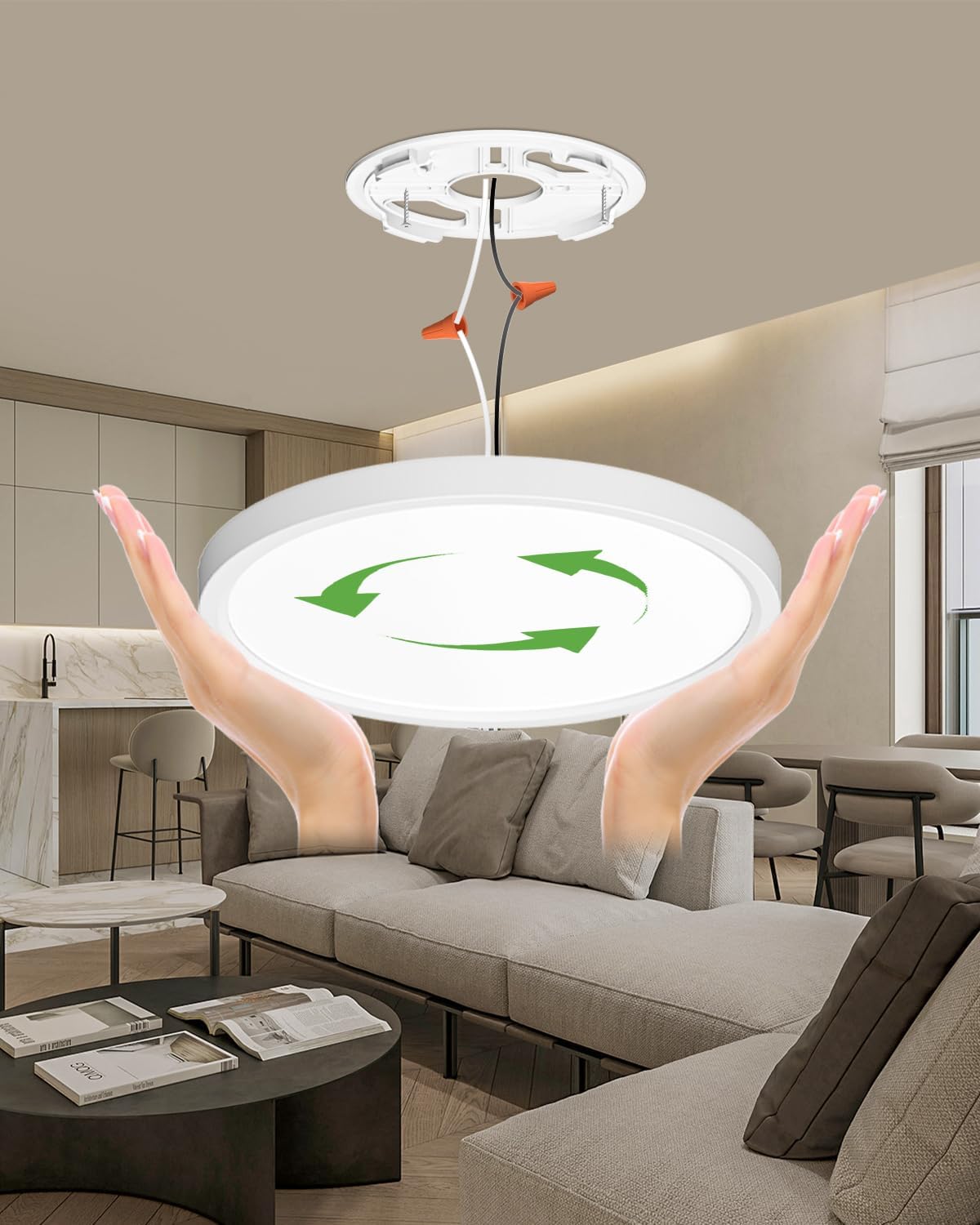 zemty 4Pack 12 Inch LED Ceiling Light Flush Mount, 24W 2640lm Super Slim Flush Mount Ceiling Lamp Fixtures, 3000K/3500K/4000K/5000K/6500K Selectable for Bedroom Bathroom Kitchen Living Room (White)