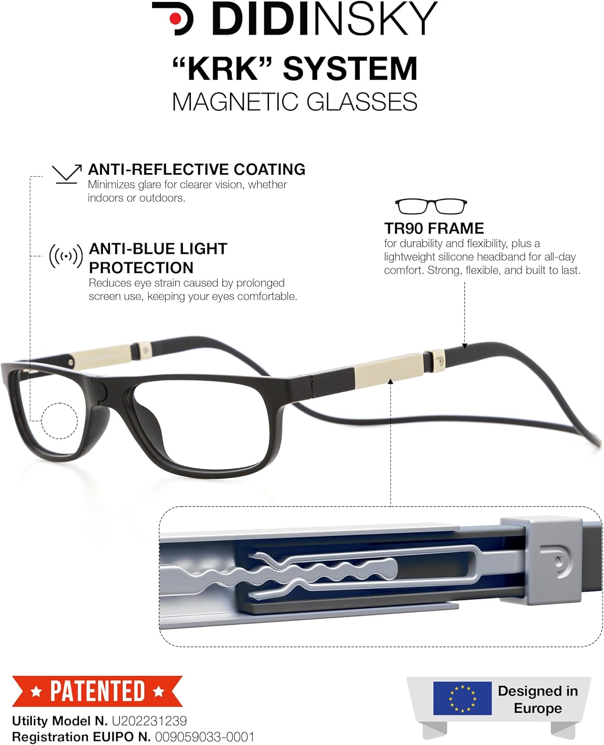 DIDINSKY Magnetic Reading Glasses – Foldable Blue Light Blocking Readers for Men & Women with Anti-Reflective Lenses